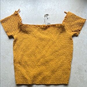 Garage Gold Cap Sleeve Smocked Blouse